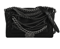 Medium Boy Bag, Leather, Black, 18944314(2013-14), AC, 2*